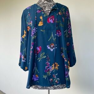 Floral Teal Blouse by West Kei size XL